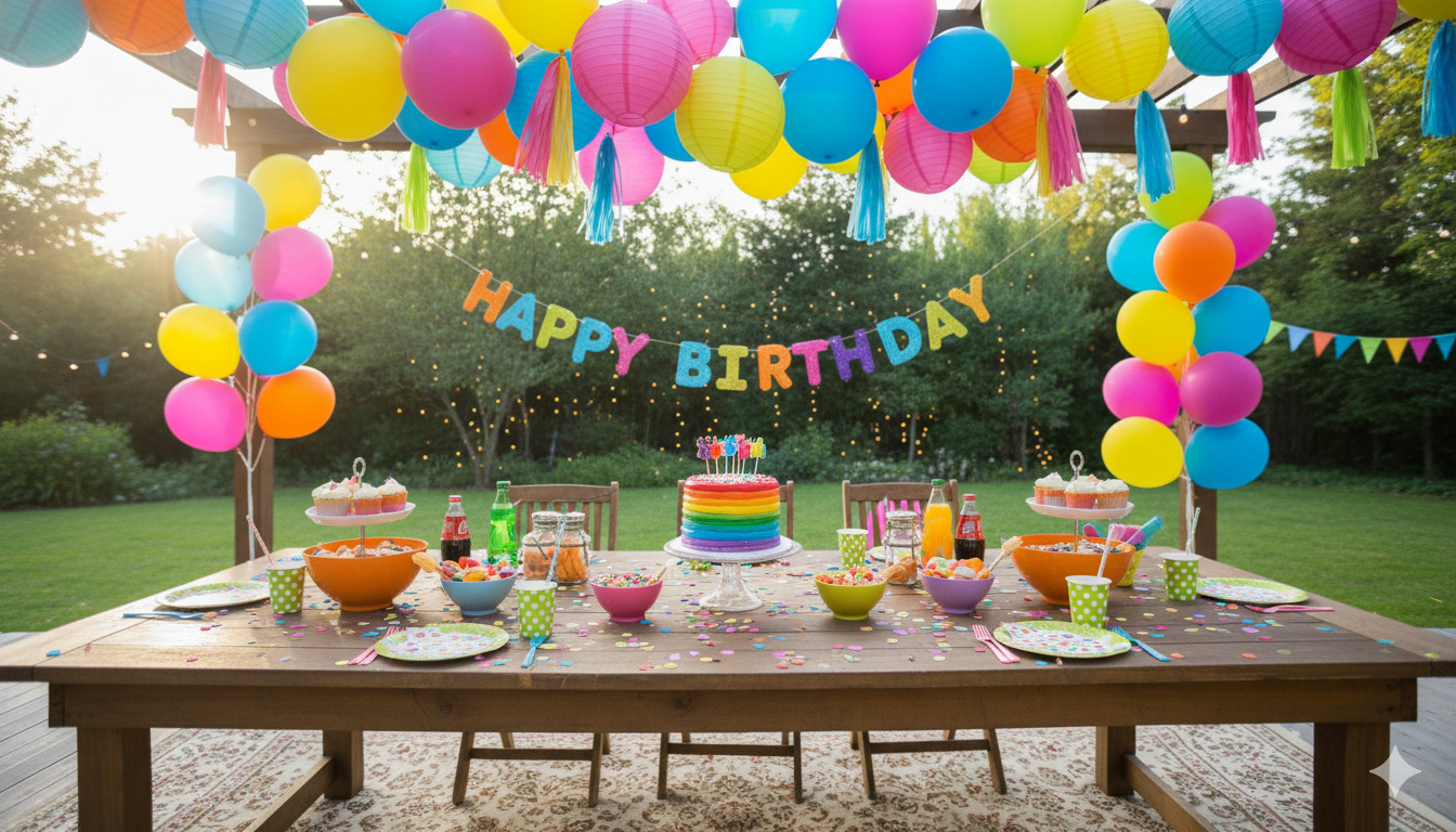 Colorful birthday party decoration